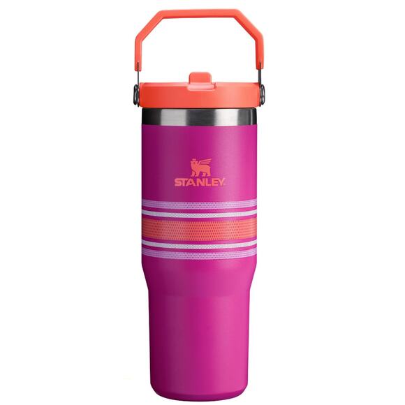 Stanley 30 oz. IceFlow Flip Straw Tumbler; VARSITY EDITION; FUSCHIA MESH - Picture 1 of 6